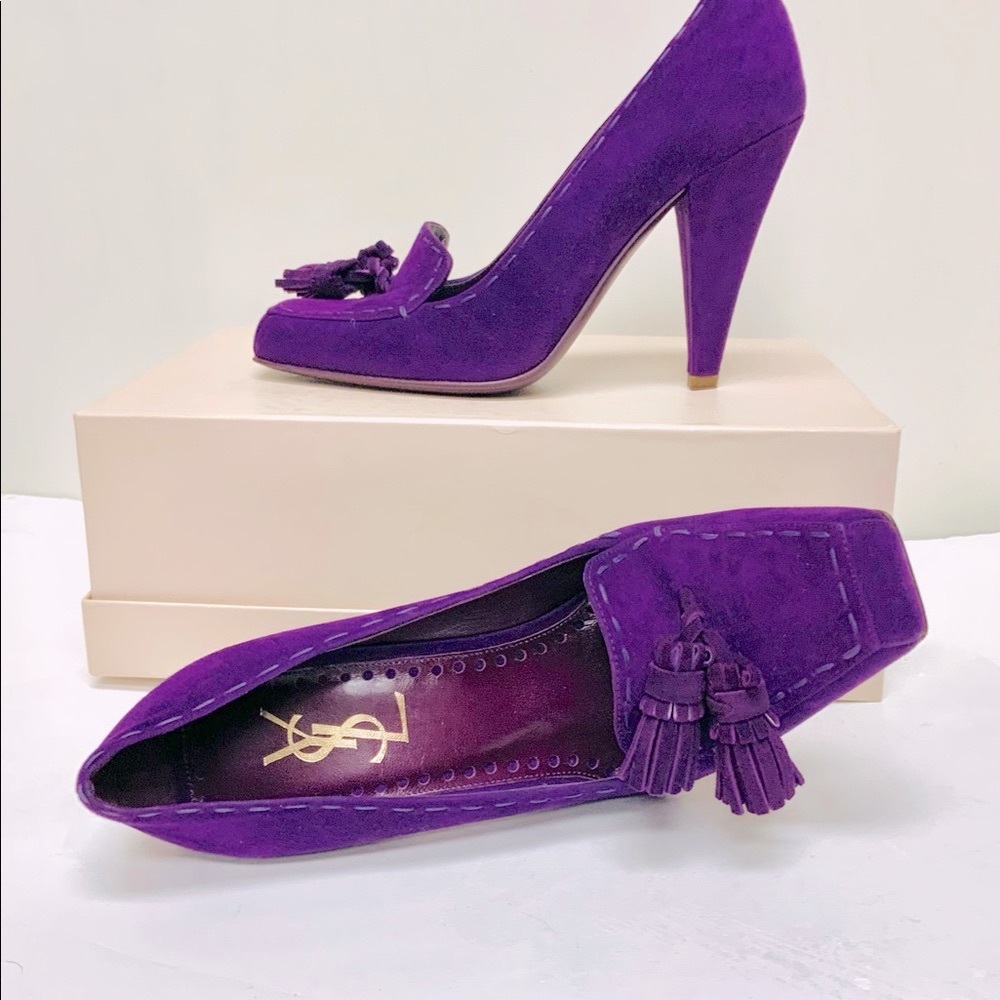Yves St. Laurent purple suede heels 37.5